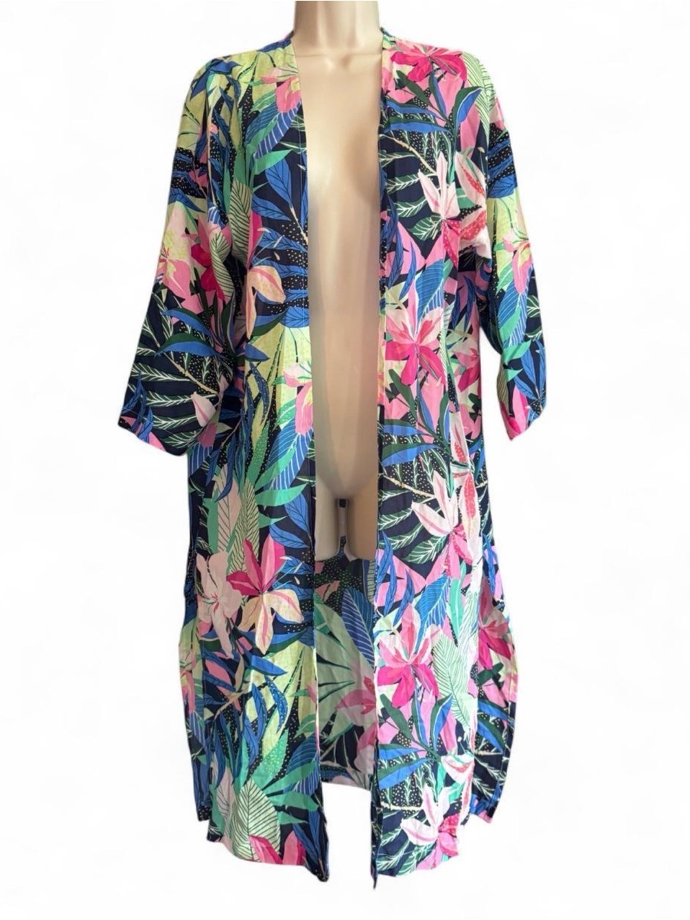 LOFT NWT Tropical Floral Modal Open Front Kimono Duster Beach Coverup